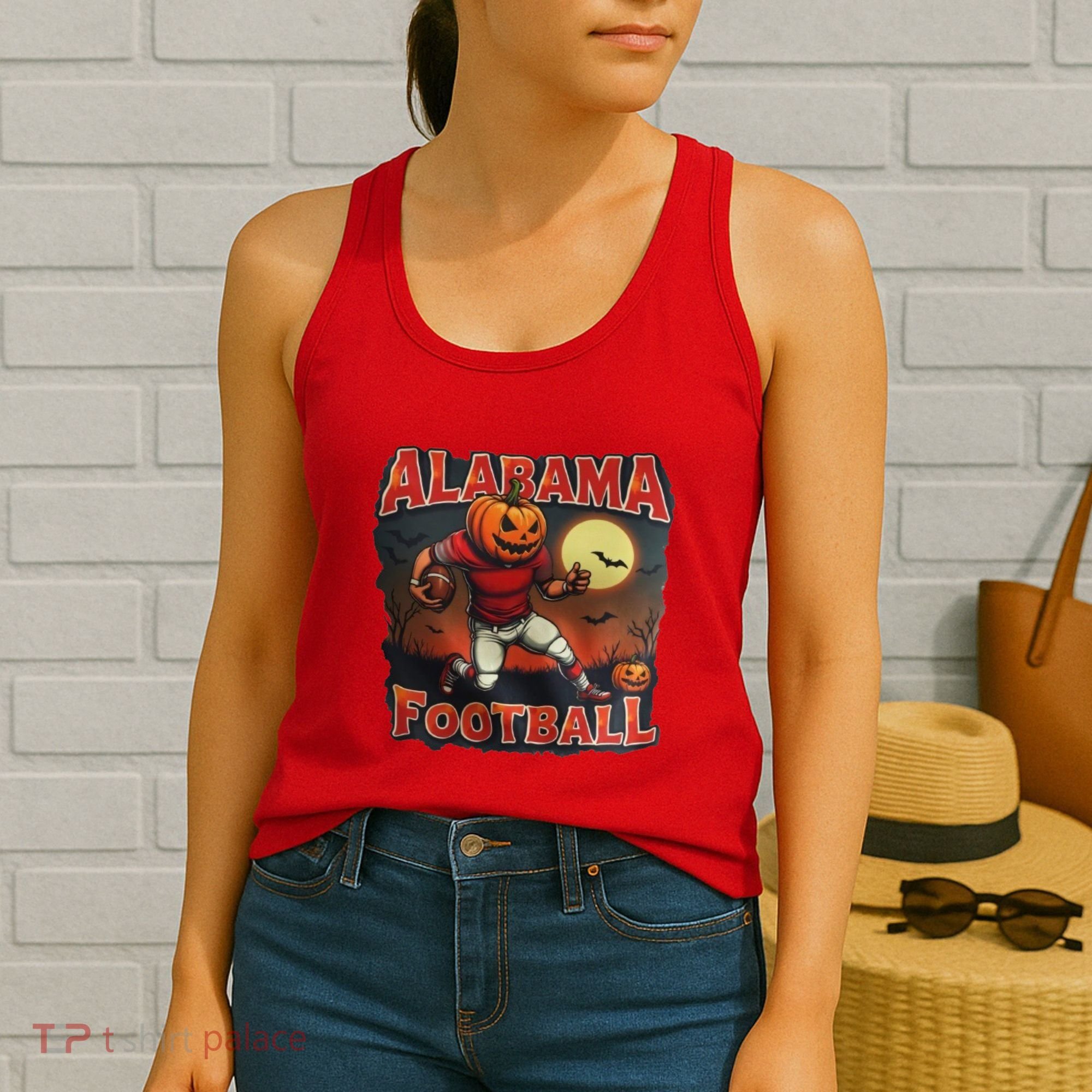 Alabama Football Halloween Pumpkin Player Spooky Alabama Women's Tank Top