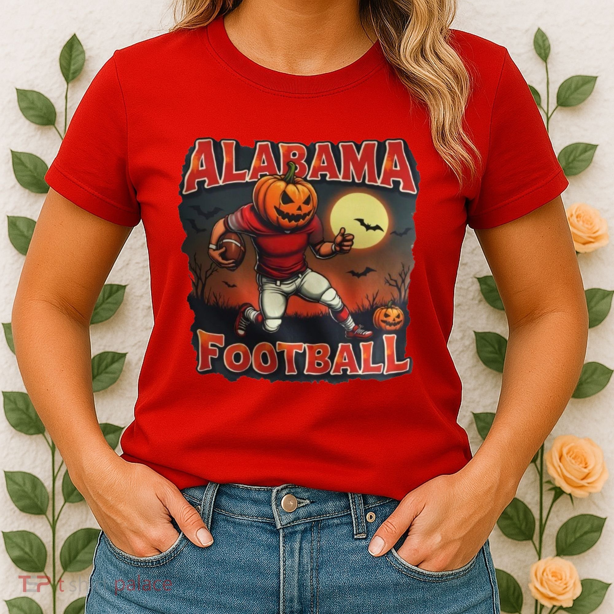 Alabama Football Halloween Pumpkin Player Spooky Alabama Women's T-Shirt