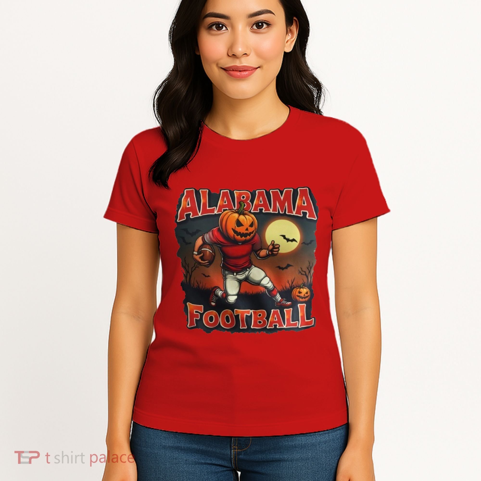 Alabama Football Halloween Pumpkin Player Spooky Alabama Women's T-Shirt