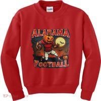 Alabama Football Halloween Pumpkin Player Spooky Alabama Kids Sweatshirt thumb 0