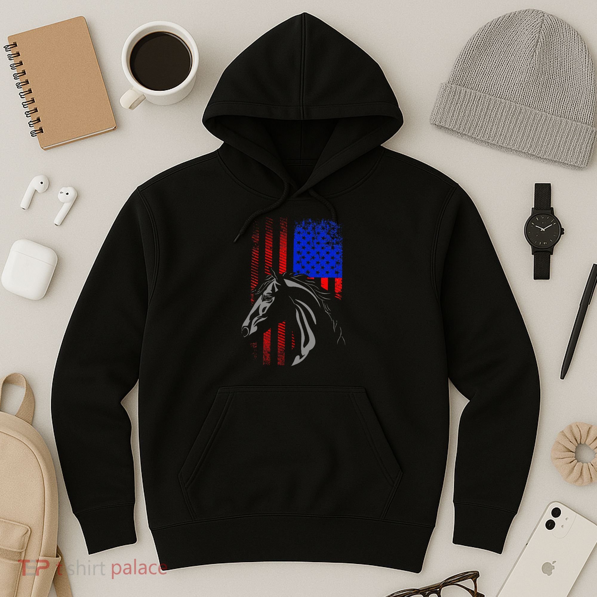 American Flag Horseback Riding Apparel Horse Hoodie