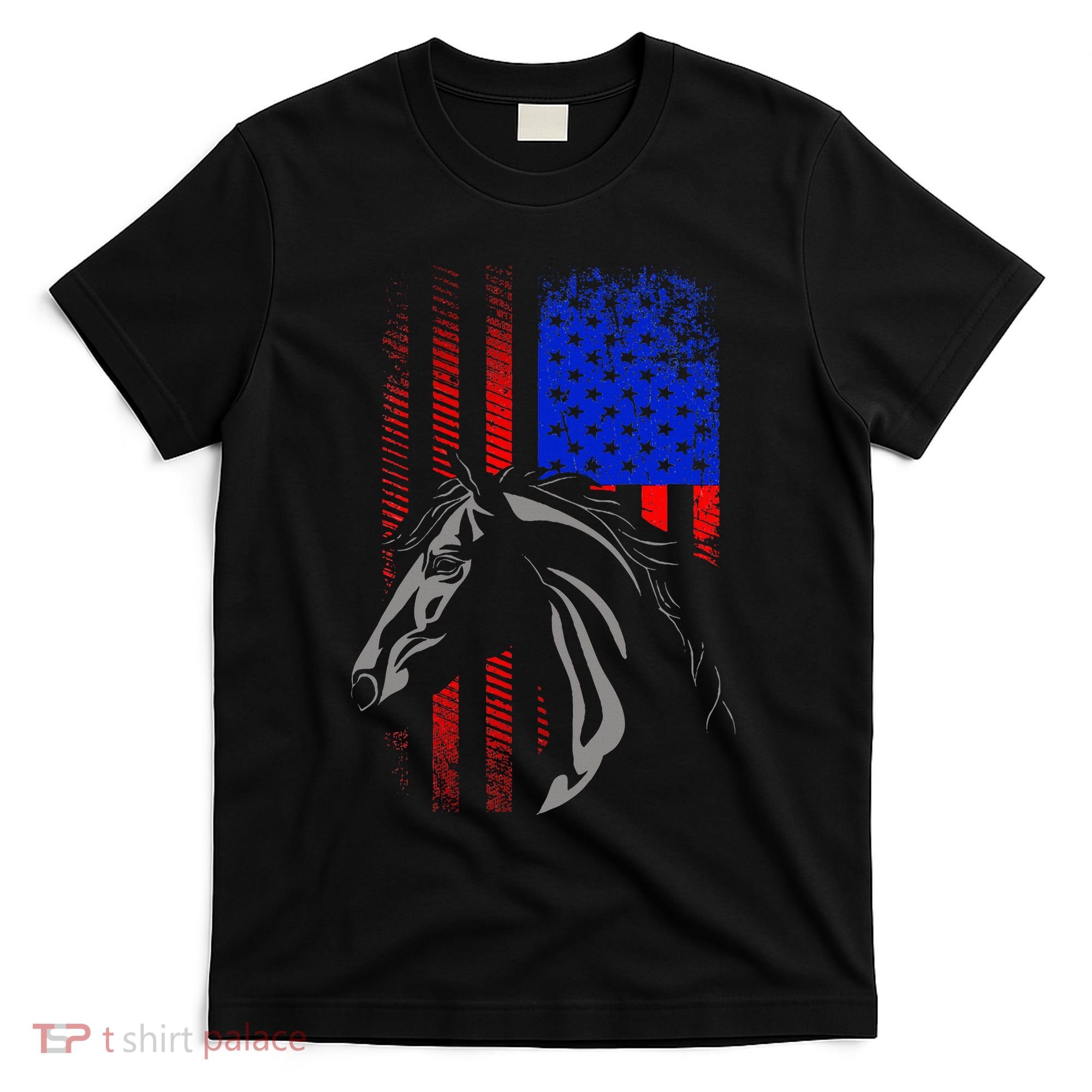 American Flag Horseback Riding Apparel Horse T-Shirt