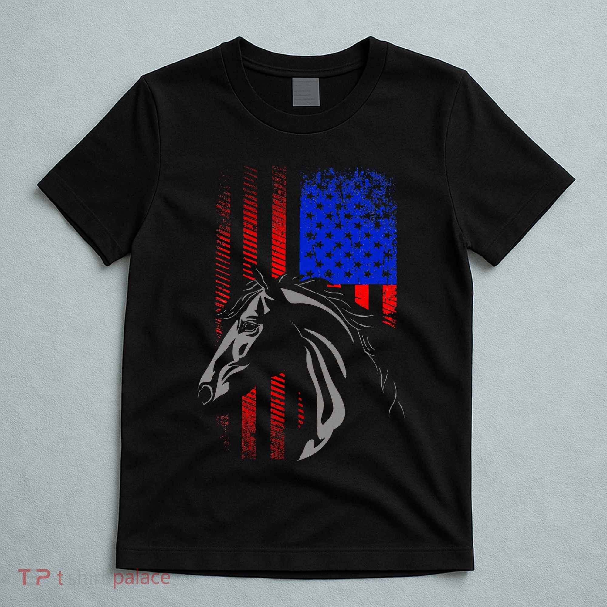 American Flag Horseback Riding Apparel Horse T-Shirt