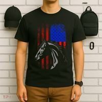 American Flag Horseback Riding Apparel Horse T-Shirt thumb 6