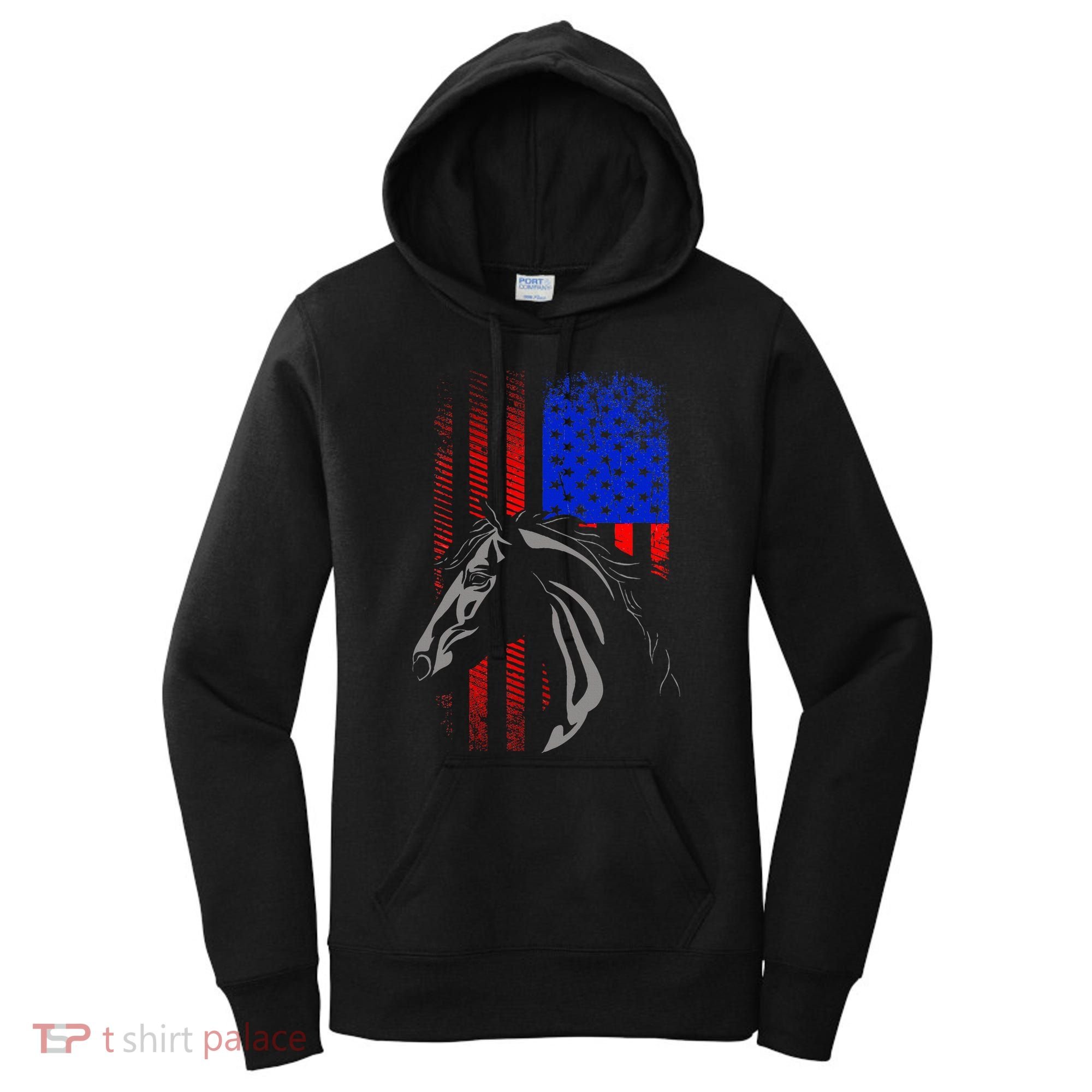 American Flag Horseback Riding Apparel Horse Women's Hoodie