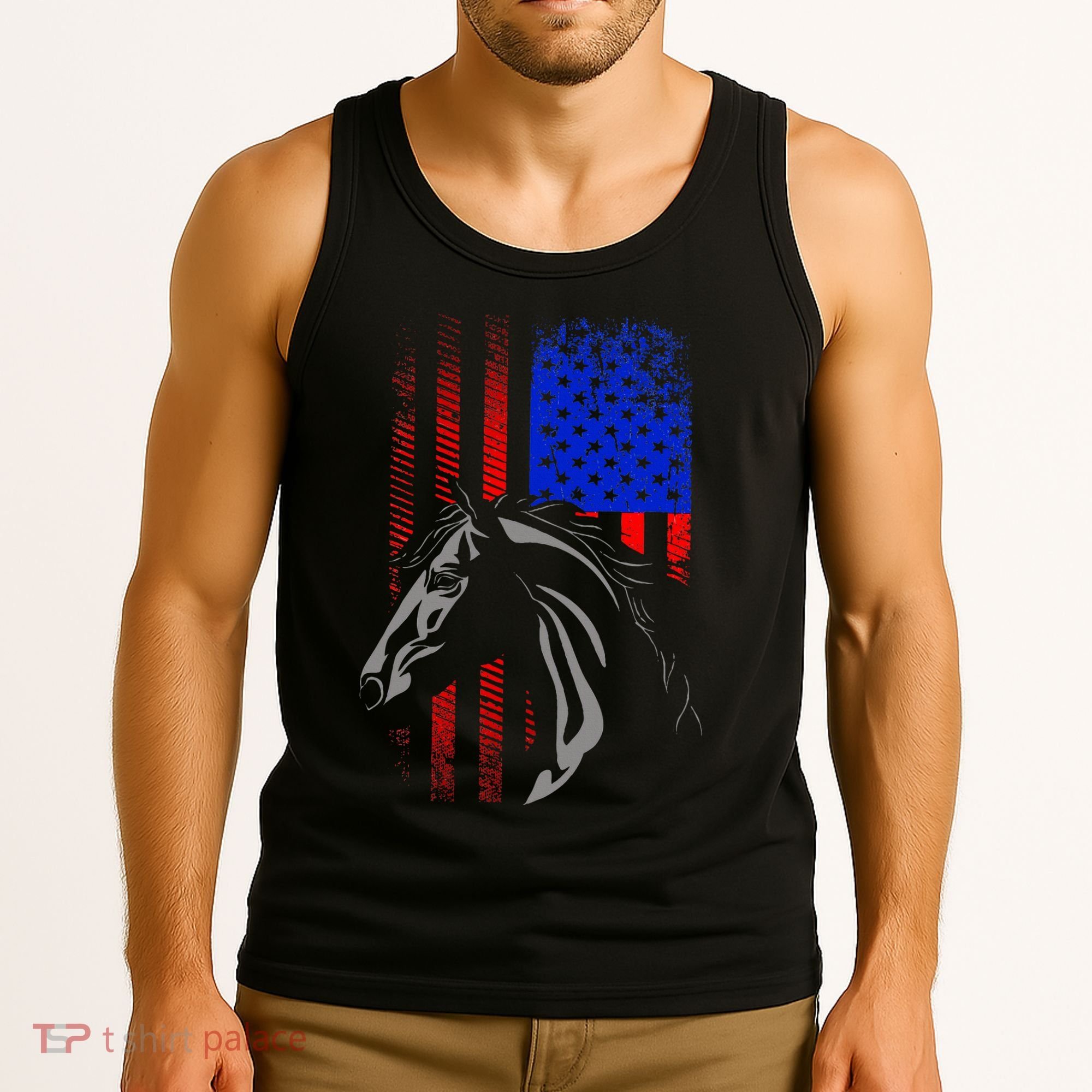 American Flag Horseback Riding Apparel Horse Tank Top