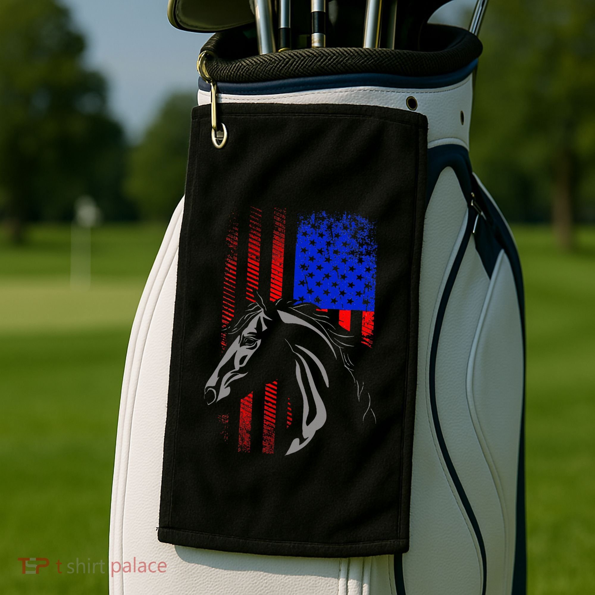 American Flag Horseback Riding Apparel Horse Golf Towel