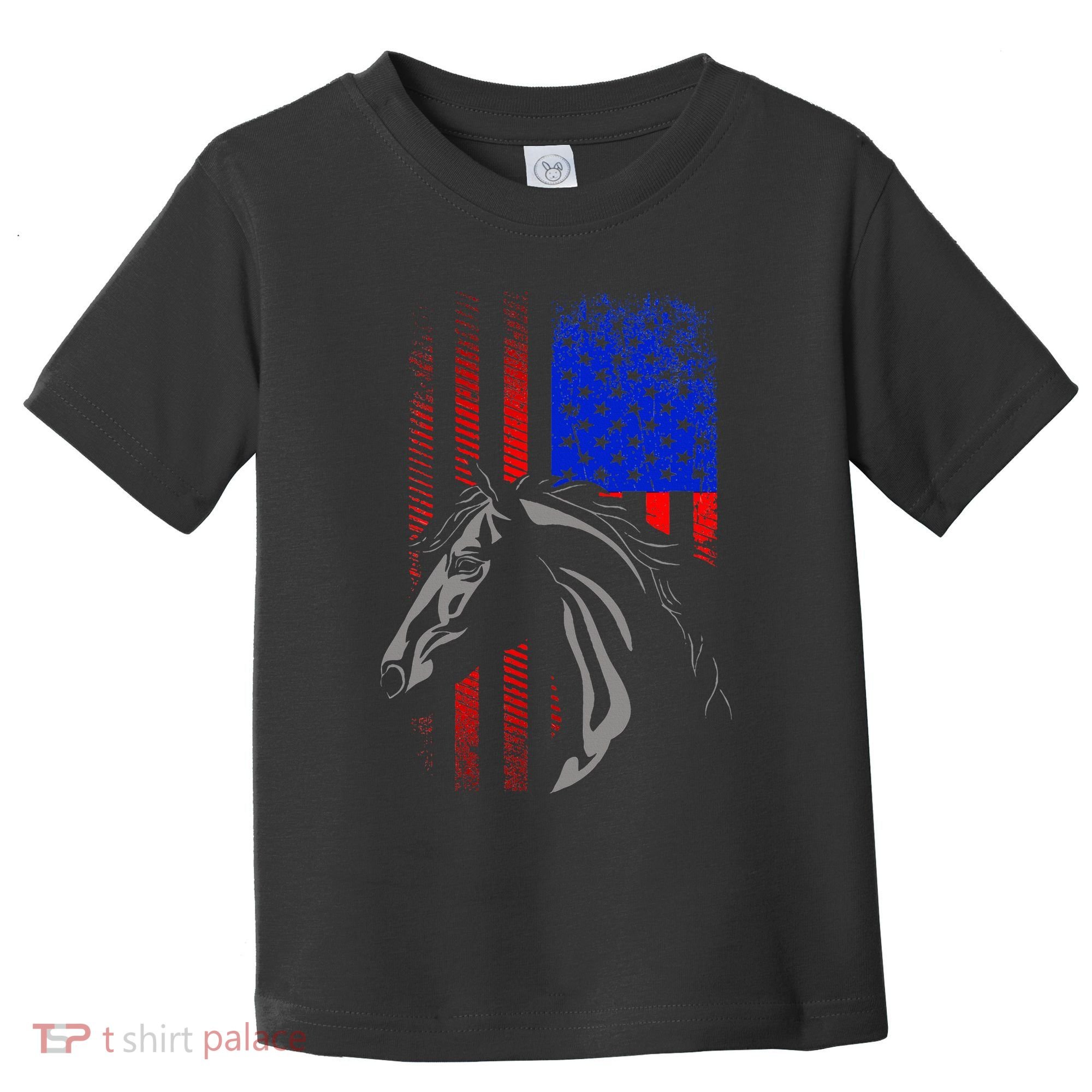 American Flag Horseback Riding Apparel Horse Toddler T-Shirt
