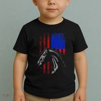 American Flag Horseback Riding Apparel Horse Toddler T-Shirt thumb 2
