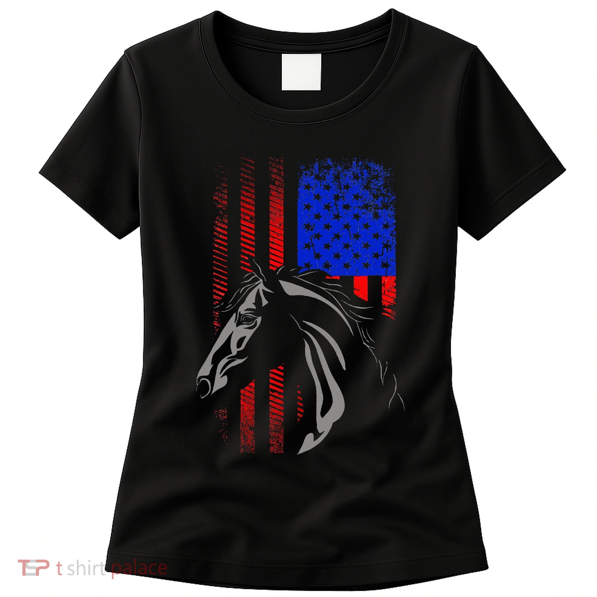 American Flag Horseback Riding Apparel Horse Women's T-Shirt