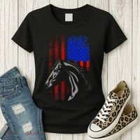 American Flag Horseback Riding Apparel Horse Women's T-Shirt thumb 3