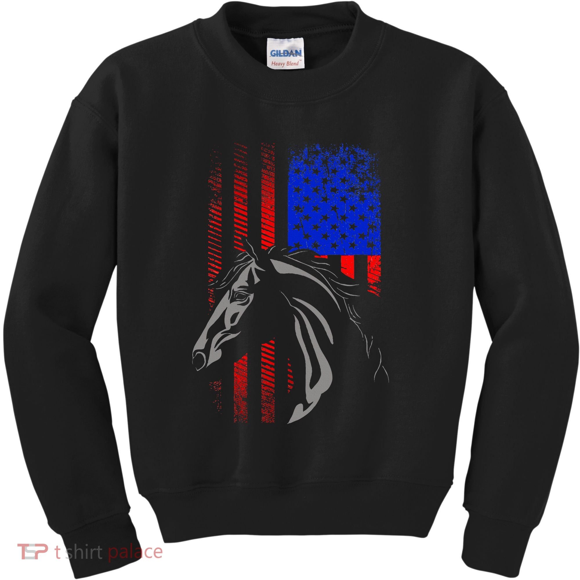 American Flag Horseback Riding Apparel Horse Kids Sweatshirt