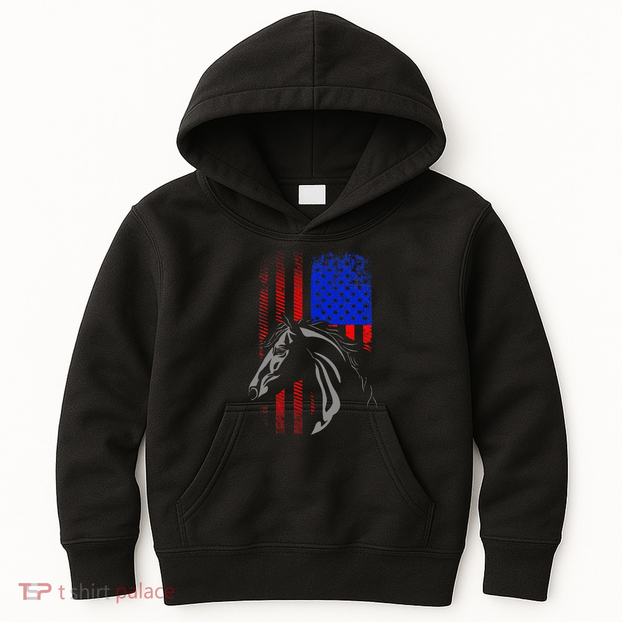 American Flag Horseback Riding Apparel Horse Kids Hoodie