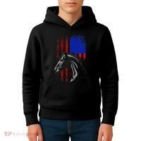 American Flag Horseback Riding Apparel Horse Kids Hoodie thumb 4