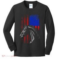 American Flag Horseback Riding Apparel Horse Kids Long Sleeve Shirt thumb 0