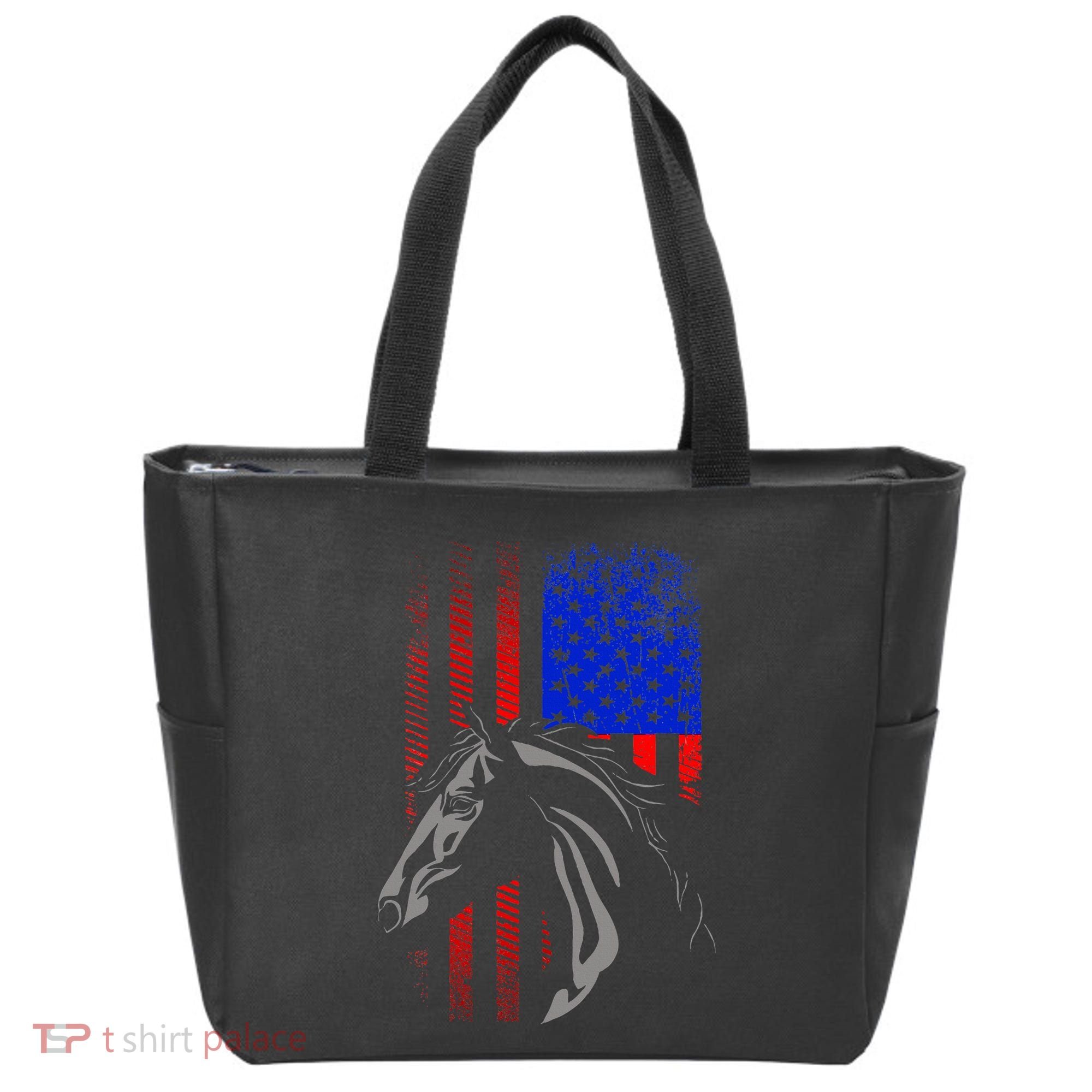 American Flag Horseback Riding Apparel Horse Tote Bag