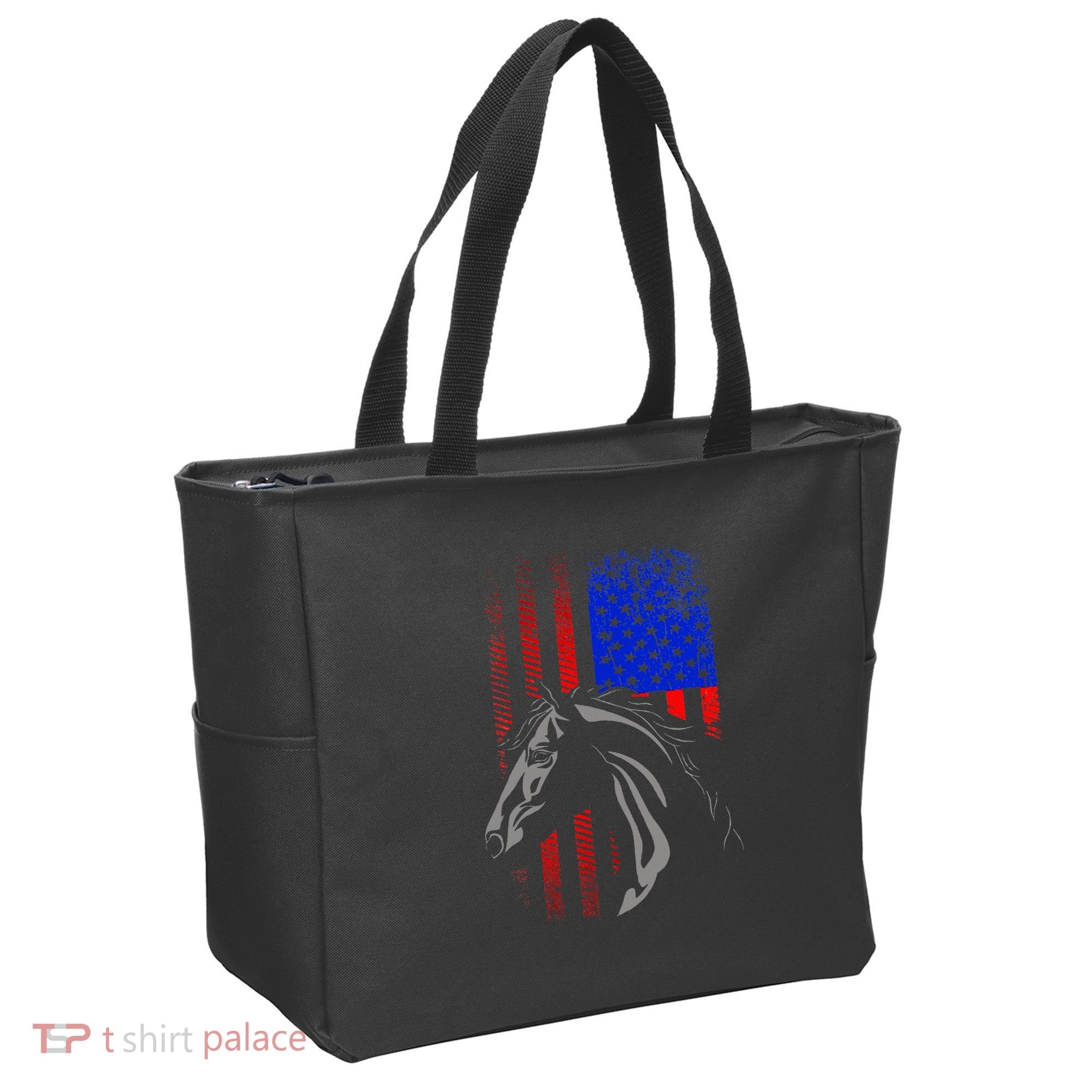 American Flag Horseback Riding Apparel Horse Tote Bag