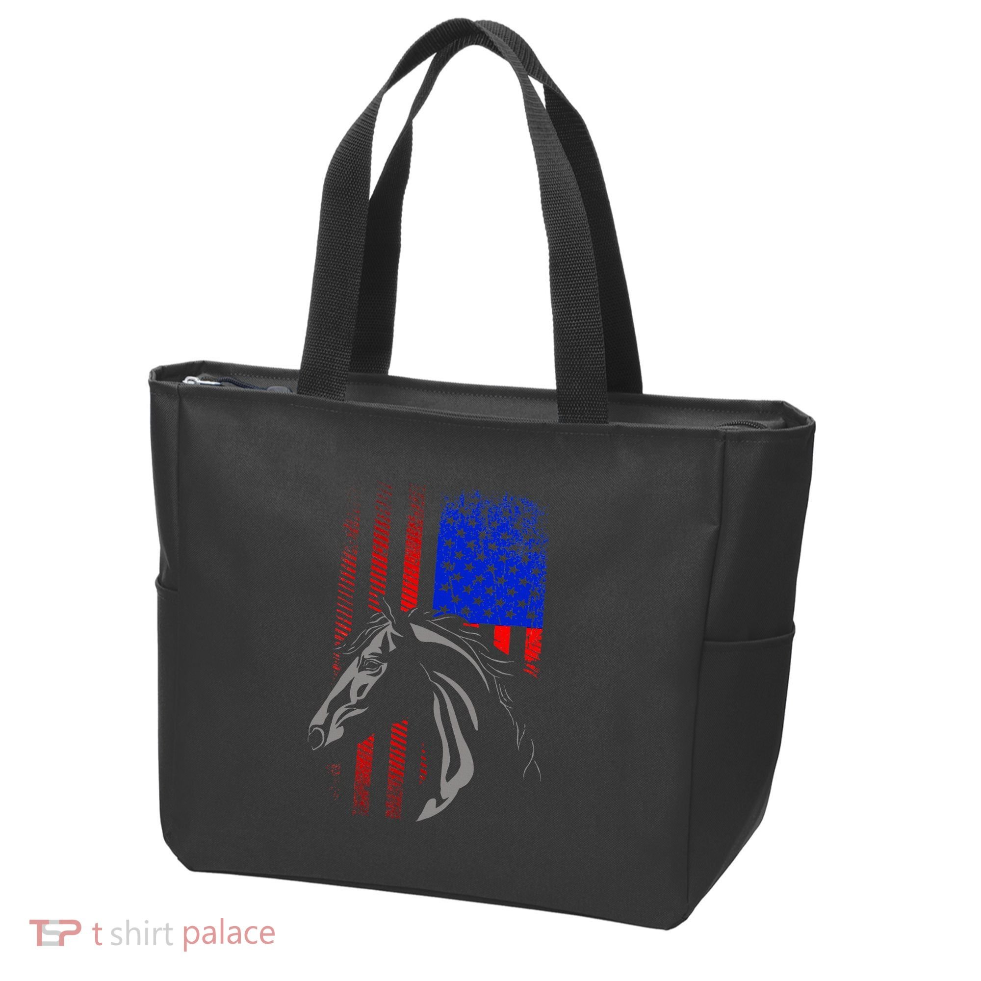 American Flag Horseback Riding Apparel Horse Tote Bag