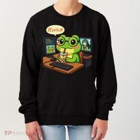 Anime Frog IT Geek Otaku Coding Desk Boba Lover Gift Women's Sweatshirt thumb 0