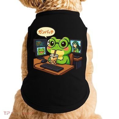 Anime Frog IT Geek Otaku Coding Desk Boba Lover Gift Doggie Tank