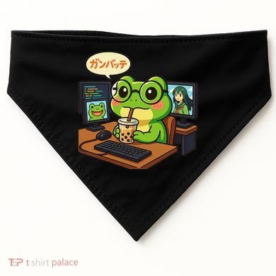 Anime Frog IT Geek Otaku Coding Desk Boba Lover Gift USA-Made Doggie Bandana