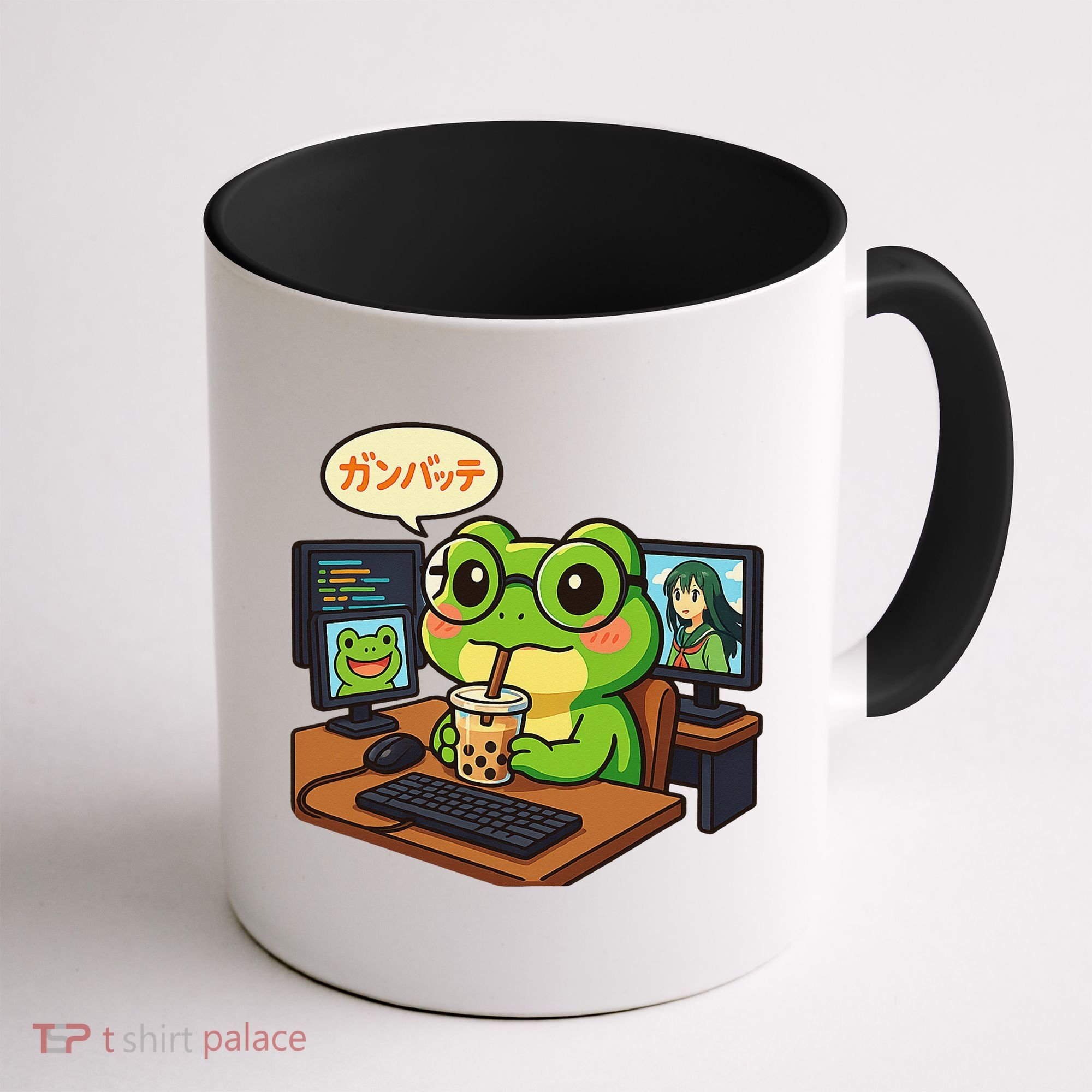 Anime Frog IT Geek Otaku Coding Desk Boba Lover Gift Coffee Mug