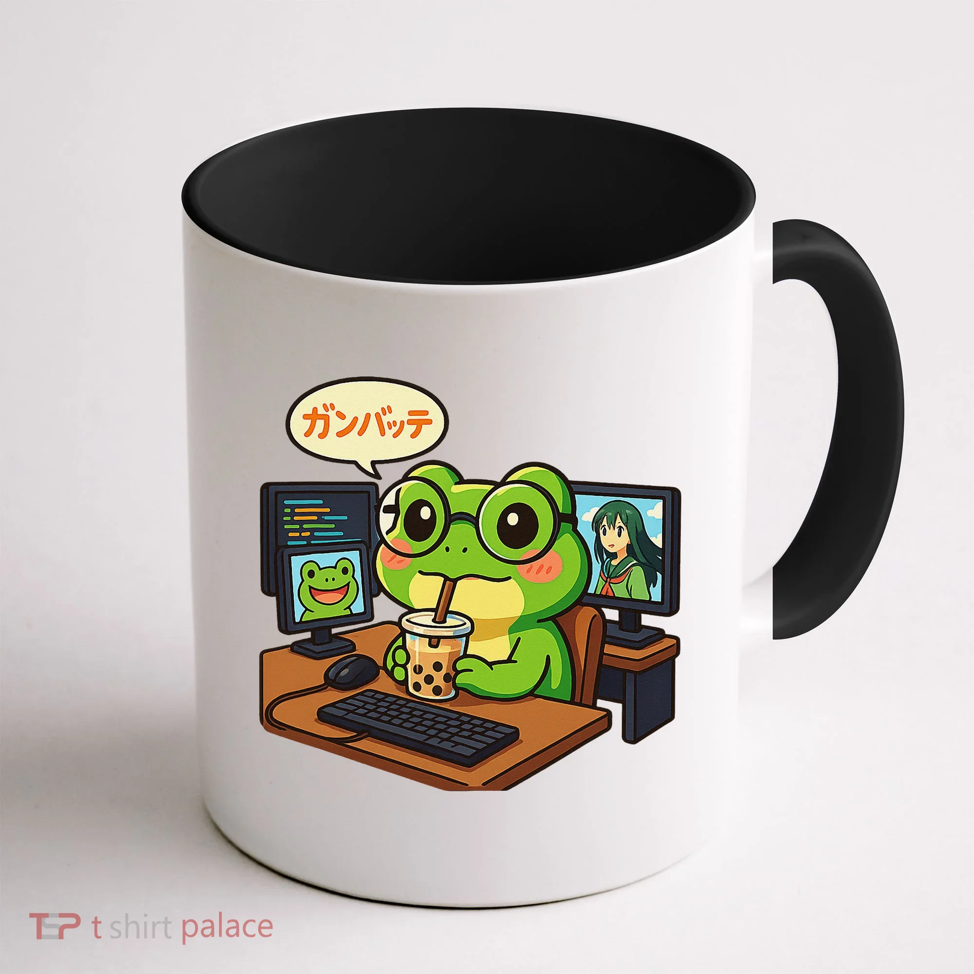 Anime Frog IT Geek Otaku Coding Desk Boba Lover Gift Coffee Mug