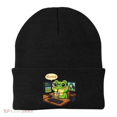 Anime Frog IT Geek Otaku Coding Desk Boba Lover Gift Beanie
