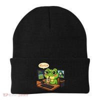 Anime Frog IT Geek Otaku Coding Desk Boba Lover Gift Beanie thumb 0