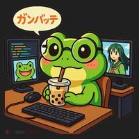 Anime Frog IT Geek Otaku Coding Desk Boba Lover Gift Beanie thumb 2