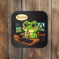 Anime Frog IT Geek Otaku Coding Desk Boba Lover Gift Coaster thumb 0