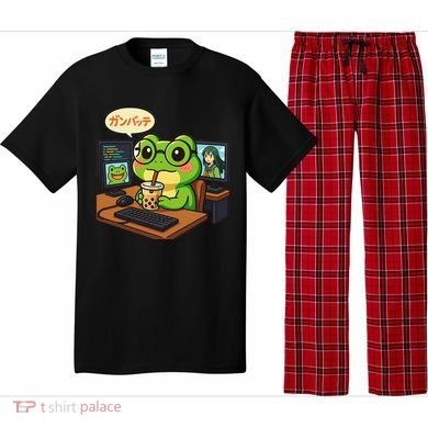 Anime Frog IT Geek Otaku Coding Desk Boba Lover Gift Pajama Set