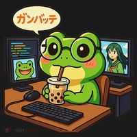 Anime Frog IT Geek Otaku Coding Desk Boba Lover Gift Pajama Set thumb 2