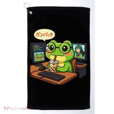 Anime Frog IT Geek Otaku Coding Desk Boba Lover Gift Golf Towel