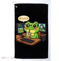 Anime Frog IT Geek Otaku Coding Desk Boba Lover Gift Golf Towel thumb 0