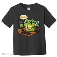 Anime Frog IT Geek Otaku Coding Desk Boba Lover Gift Toddler T-Shirt thumb 0