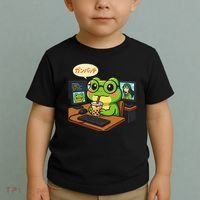 Anime Frog IT Geek Otaku Coding Desk Boba Lover Gift Toddler T-Shirt thumb 2