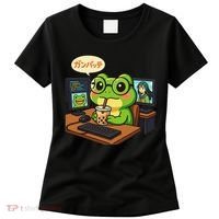 Anime Frog IT Geek Otaku Coding Desk Boba Lover Gift Women's T-Shirt thumb 0