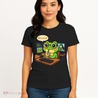 Anime Frog IT Geek Otaku Coding Desk Boba Lover Gift Women's T-Shirt thumb 4