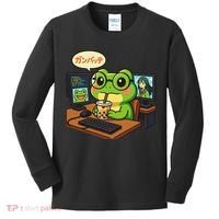 Anime Frog IT Geek Otaku Coding Desk Boba Lover Gift Kids Long Sleeve Shirt thumb 0