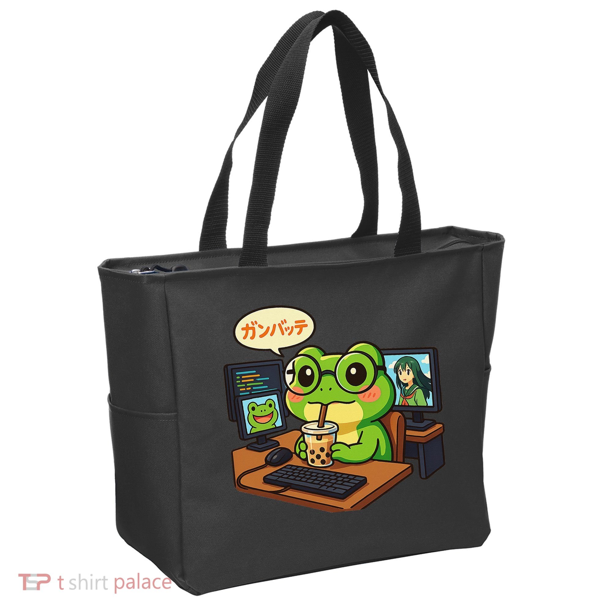 Anime Frog IT Geek Otaku Coding Desk Boba Lover Gift Tote Bag