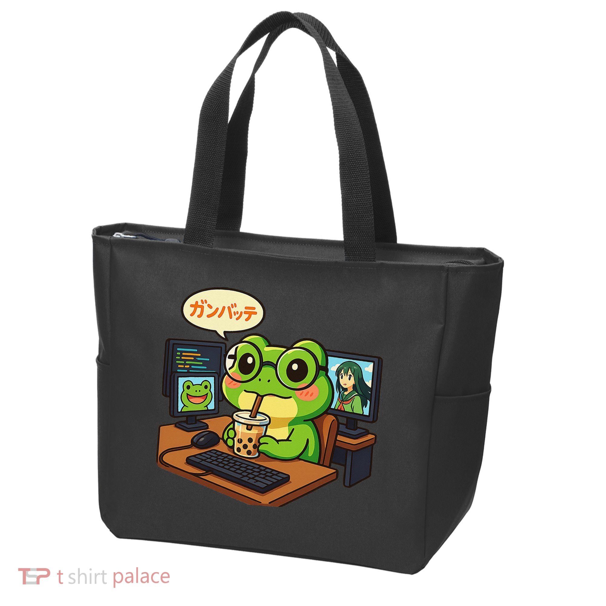 Anime Frog IT Geek Otaku Coding Desk Boba Lover Gift Tote Bag