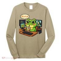 Anime Frog IT Geek Otaku Coding Desk Boba Lover Gift Long Sleeve Shirt thumb 0