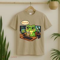 Anime Frog IT Geek Otaku Coding Desk Boba Lover Gift T-Shirt thumb 2