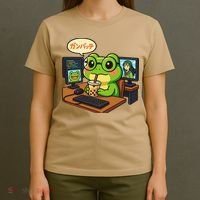 Anime Frog IT Geek Otaku Coding Desk Boba Lover Gift T-Shirt thumb 4