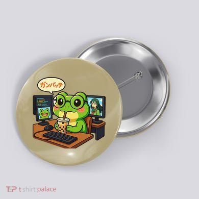 Anime Frog IT Geek Otaku Coding Desk Boba Lover Gift Button