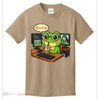 Anime Frog IT Geek Otaku Coding Desk Boba Lover Gift Kids T-Shirt thumb 0