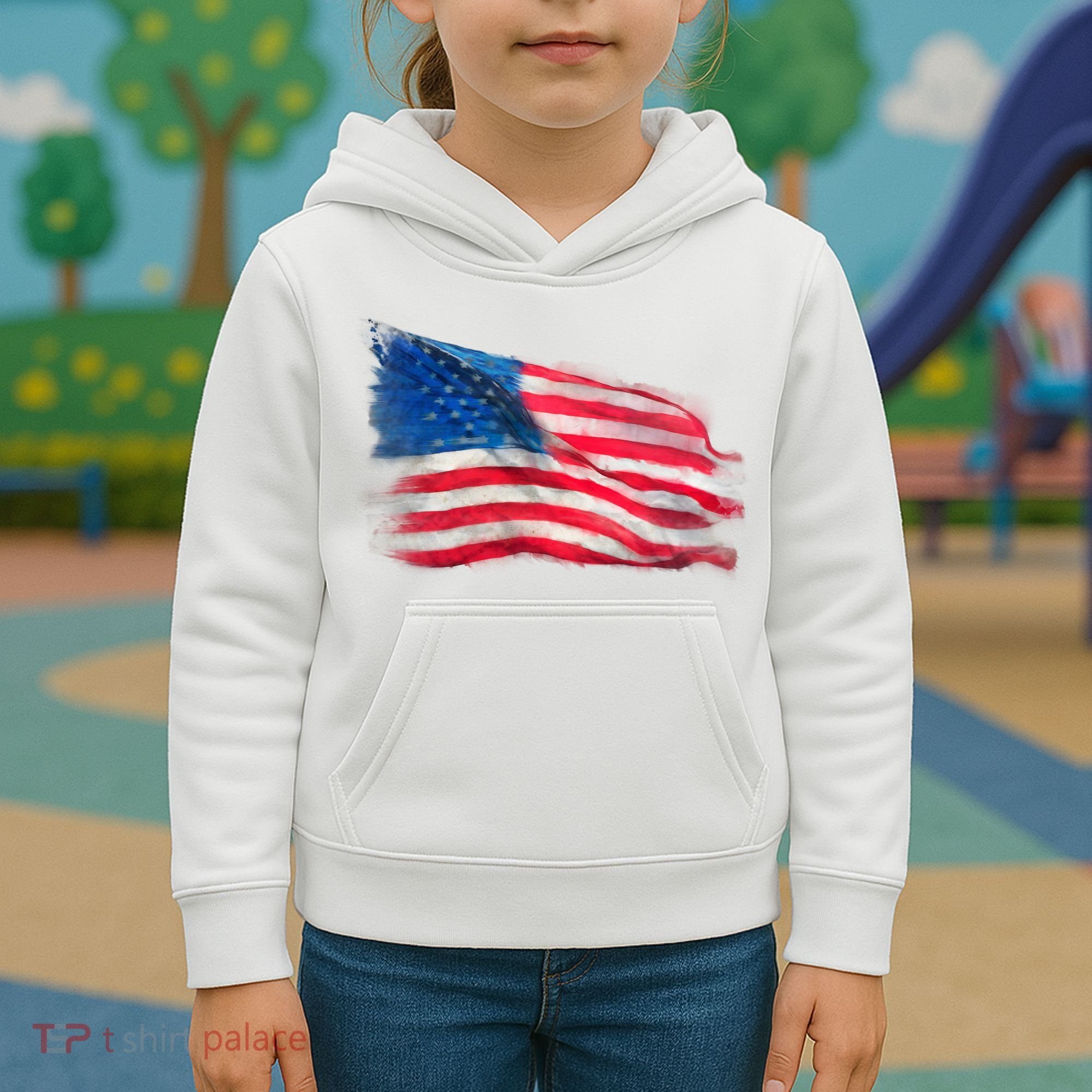 American Flag Independence Day Kids Hoodie