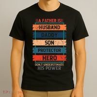 A Father Is Husband Daddy Son Protector Hero Fathers Day T-Shirt thumb 3