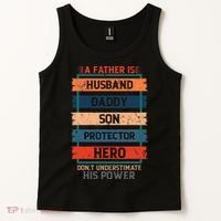 A Father Is Husband Daddy Son Protector Hero Fathers Day Tank Top thumb 2